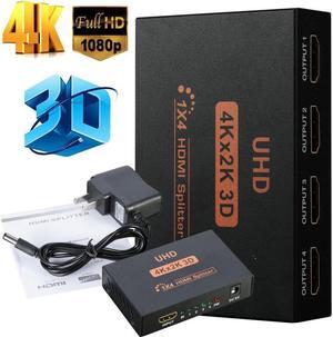 Full HD HDMI Splitter 1X4 4 Port Hub Repeater Amplifier v1.4 3D 1080p 1 in 4 out