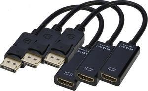 DP Displayport to HDMI Adapter 4K x 2K,  Display Port to HDMI Male to Female Gold-Plated Cord Compatible for HP 3-Pack