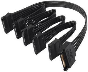 BUCIER SATA Power Splitter Cable SATA 15 Pin Male to 5 Female Power Splitter Extension Cable Serial ATA Power Cable Splitter Hard Drive Power Cable (50cm+10cm+10cm+10cm+10cm)