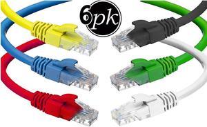 BUCIER CAT 6 Ethernet Cable (1.5 Feet) LAN, UTP (18 inch) CAT6, RJ45, Network, Patch, Internet Cable - 6 Pack (1.5 ft)