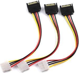 BUCIER 3pcs SATA Male to 4pin Molex Female Power Adapter Cable Serial ATA Extension Cable for 3.5 inches HDD/SSD/SD ROM (20cm)