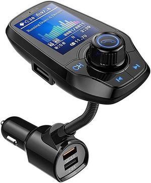BUCIER Bluetooth FM Transmitter for Car, Bluetooth Car Adapter, 4-in-1 Car MP3 Player with 1.8 Inch Color Display, AUX Input/Output, 3 Port USB, S Handsfree Call, SD/TF Card, USB Disk,QC3.0,5 EQ Modes