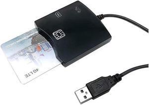 BUCIER EMV SIM eID Smart Chip Card Reader Writer Programmer #N68 DOD Military USB Common Access CAC Smart Card Reader + SDK Kit, Compatible Windows (Black)