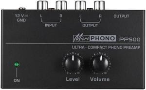 BUCIER Pp500 Ultra-Compact Phono Preamp Preamplifier with Level & Volume Controls Rca Input & Output 1/4 Inch Trs Output Interfaces