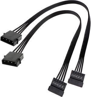 BUCIER Molex IDE 4 Pin Male to 15 Pin Female SATA Power Converter Adapter Cable Hard Drive HDD SSD Power Extension Cable 24 inches (2 Pack)