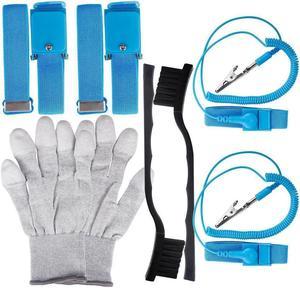 BUCIER Antistatic Wrist Strap 4Pack Components Anti-Static Wrist Straps Equipped ESD Antistatic Gloves and Antistatic Cleaning Brush