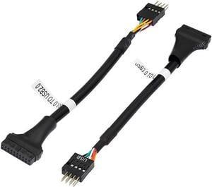 BUCIER USB 3.0 Header to USB 2.0, USB 3.0 19 Pin Female to USB 2.0 9 Pin Connectors Motherboard Cable for Data Transmission 2-Pack (19Pin Female)