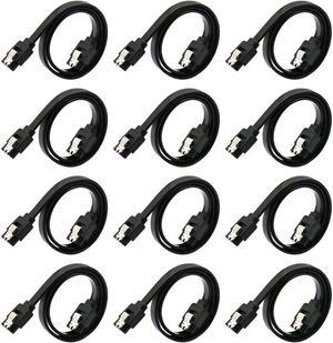 BUCIER 12-Pack SATA III Cable,SATA III 6.0 Gbps Data Cable Straight with Locking Latch 16 Inches SATA Cable Pack for HDDSSDCD and DVD Drives