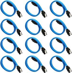 BUCIER 12-Pack SATA III Cable,SATA III 6.0 Gbps Data Cable Straight with Locking Latch 16 Inches SATA Cable Pack for HDDSSDCD and DVD Drives Blue