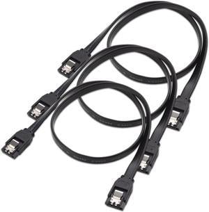 BUCIER 3-Pack Straight SATA III 6.0 Gbps SATA Cable (SATA 3 Cable) Black - 18 Inches