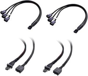 BUCIER 2-Pack 3 Way 4 Pin PWM Fan Splitter Cable - 12 Inches & PWM 4 Pin Fan Extension Cable