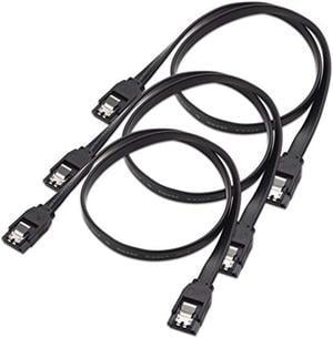 BUCIER 3-pack straight sata iii 6.0 gbps sata cable (sata 3 cable) black - 24 inches