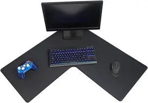 BUCIER  L Shaped Mouse Pad - Large, 3mm thickness, Stitched Edges, Water Resistant - Corner Mouse Mat for L Shaped Desk, Corner Desk and Gaming Setup
