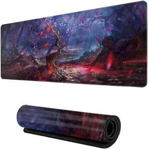 BUCIER  Cherry Blossom Anime Gaming Mouse Pad Extended Large Square Long Full Desk Computer Keyboard Mat for Retouching Desktop Pad Thick XXL Painting with Design Non-Slip Rubber Base Waterproof 80X30