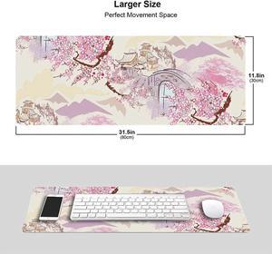 BUCIER Ancient Asian Gaming Mouse Pad Large XL Desk Mat Long Extended Pads Big Mousepad Keyboard Home Office Decor Accessories for Computer Pc Laptop 31.5 X 11.8 Inch
