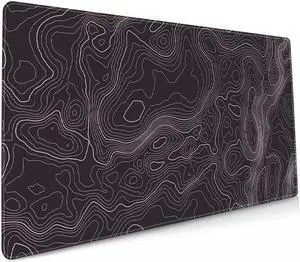 BUCIER Large Gaming Mouse Pad Topographic Map Lines Contour Geographic Computer Keyboard Mouse Mat Desk Pad Non-Slip Desk Mat for Home Office Gaming Work, 35.4x15.7 in