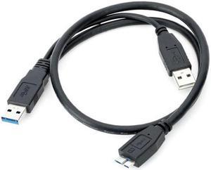 BUCIER Dual USB3.0 A Male to Micro USB 3.0 Y cable with Extra Power for Mobile HDD 0.5M