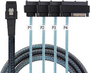 BUCIER 100CM Mini SAS Cable SFF 8087 36pin to SFF 8482 Hard Disk and Power x4 SAS