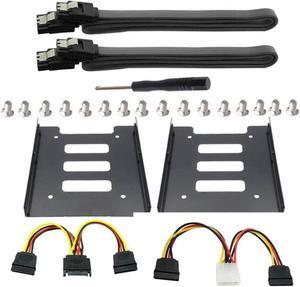 BUCIER 2Pack SSD Mounting Bracket 2.5 to 3.5 Adapter with SATA Cable and Power Splitter Cable,DIY 2.5" to 3.5" Internal SSD/HDD Mounting Kit (Black)