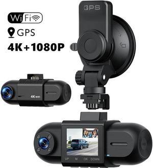BUCIER Real 4K 5G WiFi Dual Dash Cam with WiFi GPS,2160P Car Camera with Free App,UHD4K+1080P Driving recorder,1.5Inch Car Camera,24/7 Parking Mode,Night Vision,Motion Detection,Gravity sensor,Loop Re