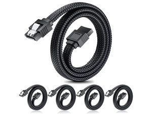 Wennow SATA III 6.0 Gbps Cable – 18-Inch With Locking Latch & 90-Degree Plug (5-Pack)