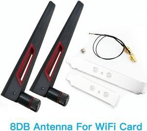 BUCIER 2x8Dbi Dual Band M.2 IPEX MHF4 U.fl 20cm 30cm Cable to RP-SMA Pigtail WiFi Antenna Set For I-ntel AX210 AX200 9260 9560 NGFF Card(30cm antenna set)