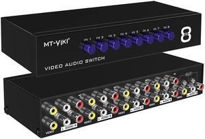 BUCIER 8 Way AV RCA Switch 8 in 1 Out AV Signal Composite Video L/R Audio Swithcer Switcher Selector Box for STB DVD HDTV VCD VCR(8x1)