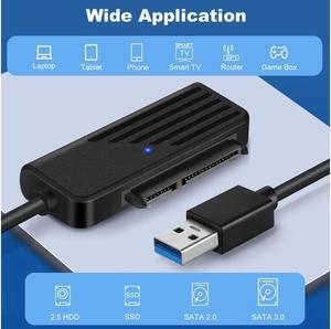 BUCIER SATA to USB 3.0 Adapter Up To 6 Gbps USB A/C to SATA Cable for 2.5" SATA III HDD SSD External Hard Drive Reader adaptador(USB 3.0 20cm)