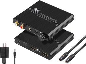 BUCIER 4K@60HZ HDMI Audio Extractor, HDMI 2.0b Audio Splitter Converter, HDMI to HDMI + Optical  SPDIF + 3.5mm Stereo Audio with Control Output Analog Volume Knob Compatible for PS5/4/3/Blu-ray player