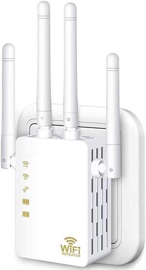 BUCIER AC1200 Dual Band WiFi Range Extender, Repeater / Access Point / Router / Media Bridge with 4 High Gain External Antenna 1200Mmbps Wifi Booster, 802.11AC, WPS Easy Set Up, WPA, WPA2, Wall Plug