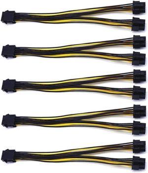 BUCIER 5-Pack PCI-E 8Pin to 2X 8 Pin (6+2) Power Splitter Cable for PCIE PCI Express Image Card Y - Splitter Extension Cable