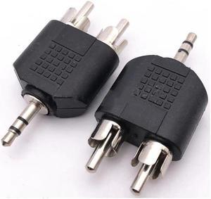 BUCIER 3.5mm Male jack To 2 RCA Male Stereo Audio Adapter Convertor Sound Voice Jack Socket Silver