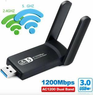 BUCIER 1200Mbps Long Range AC1200 Dual Band 5GHz Wireless USB 3.0 WiFi Adapter Antennas