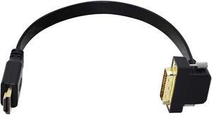 BUCIER DVI to HDMI HDMI to DVI Flat Cable DVI-D to HDMI Adapter Bi-Directional Right Angle Gold-Plated DVI(24+1) Monitor Cable for PC Laptop HDTV Porjecto (DVI-HDMI Male)
