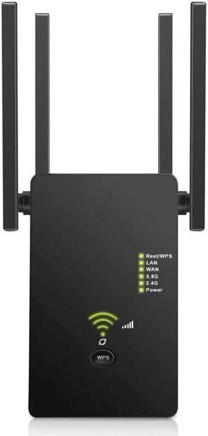 BUCIER WiFi Extender Signal Booster - Coverage up to 2640sq.ft and 25 Devices with AC1200 Dual Band Wireless Signal Booster & Repeater , and Compact Wall Plug Design