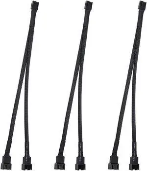 BUCIER Fan Splitter, 3 Pack 4 Pin PWM Fan Splitter Cable 2 Way Sleeved Braided Extension Power Cable 1 to 2 Converter for PC Matherboard, Desktop Computer CPU Fan 10.6 inches
