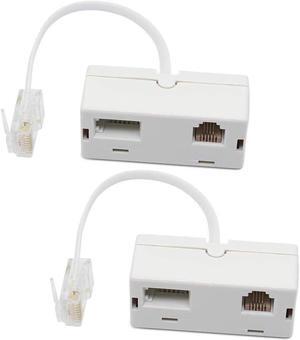 BUCIER 2 PACK RJ45 to BT RJ11 Secondary Telephone Splitter 2 Way Female to Male Adapter Converter Line Cables Telephone Plug Socket Connector Ethernet For Landline