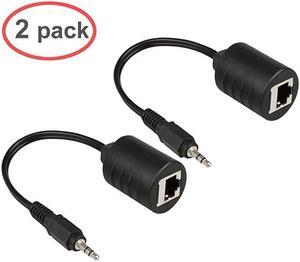 BUCIER 2Pack 35mm Stereo to RJ45 Female Extender Over Cat5Cat6 Cable 2X 35mm to RJ45 Female