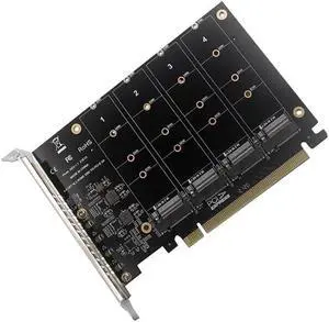 BUCIER PCIE 4-Port M.2 NVEM SSD Expansion Card Computer Motherboard Solid State Drive Expansion Card