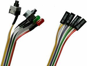 BUCIER 65cm PC Case Motherboard 2x ATX Power Switch Reset Button ON/OFF Cable w/ 2x LED