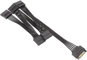 BUCIER 15 Pin SATA Power Extension Hard Drive Cable 1 Male To 5 Female Splitter Adapter Hard Disk Expansion Cable (60CM)