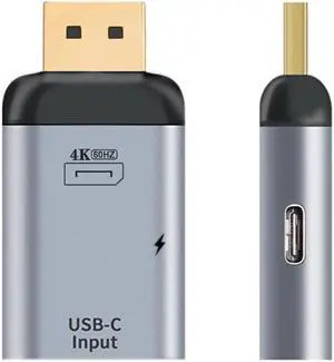 BUCIER USB-C Type C Female Source to Displayport DP Sink HDTV & PD Power Adapter 4K 60hz 1080p for Phone & Laptop