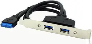 BUCIER 2 Port USB3.0 Hub USB3.0 20Pin to Female Adapter Desktop computer rear 2 USB3.0 port motherboard 20P extension USB3.0 19pin