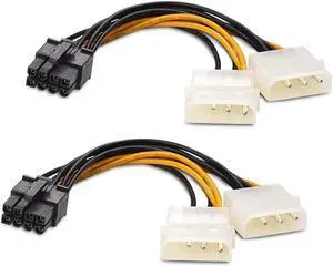 BUCIER (2-Pack) 8-Pin PCIe to Molex (2x) Power Cable 4 Inches