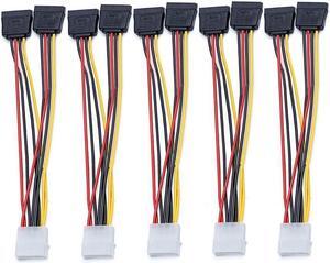 BUCIER 5pcs 4 Pin Molex to 2×15 Pin SATA Power Y-Cable Adapter for IDE 8 Inches