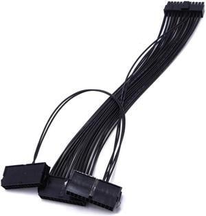 BUCIER 24Pin Dual PSU Power Extension Cable PC Three Power Supply Synchronization Cable Connector 12.6 Inches / 32cm