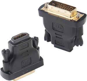 BUCIER DVI to HDMI, Bidirectional DVI (DVI-D) to HDMI Male to Female Adapter with Gold-Plated Cord 2 Pack