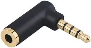 BUCIER Angle 35mm Audio Adapter 18 TRRS Stereo Headphone Connector Male to Female Compatible with Headset Tablets MP3 PlayersGame ControllerSpeakersBlack