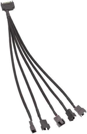 BUCIER 15-Pin SATA to 5 Fan Adapter Cable SATA to 3 Pin/4 Pin PMW PC Case Fan Power Adapter Cable,Cooling Fan Y Splitter Cable
