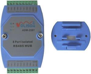 Isolated 8-way 485 Hub 8-port RS485 Distributor 1-to-8 Sharer Repeater Industrial Grade Guide Rail